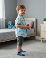 Load image into Gallery viewer, Kids' Adorable Elephant Print Sky Blue Shirt for Boy by MAGNITE