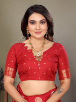 Load image into Gallery viewer, Pure Soft Banarasi Silk Saree Beautiful Zari Weaving in Gold & Silver Contrast Teal Border & Rich Pallu Includes Contrast Butti Blouse Perfect for Weddings & Festive Wear Premium Quality