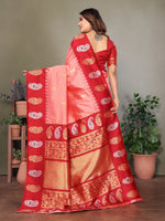 Load image into Gallery viewer, Pure Soft Banarasi Silk Saree Beautiful Zari Weaving in Gold & Silver Contrast Teal Border & Rich Pallu Includes Contrast Butti Blouse Perfect for Weddings & Festive Wear Premium Quality