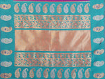 Load image into Gallery viewer, Pure Soft Banarasi Silk Saree Beautiful Zari Weaving in Gold & Silver Contrast Teal Border & Rich Pallu Includes Contrast Butti Blouse Perfect for Weddings & Festive Wear Premium Quality