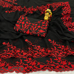 Load image into Gallery viewer, Ethereal Embroidered Georgette Saree by Magnite 🌸