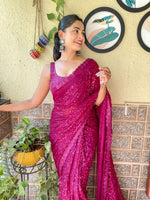Load image into Gallery viewer, Timeless Beauty in Embroidered Sequins Saree by Magnite 🌸