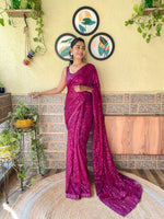 Load image into Gallery viewer, Timeless Beauty in Embroidered Sequins Saree by Magnite 🌸