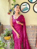 Load image into Gallery viewer, Timeless Beauty in Embroidered Sequins Saree by Magnite 🌸