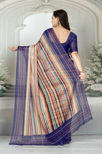 Load image into Gallery viewer, Color Symphony Multicolor Striped Saree – Silver Zari Georgette | With Blouse Piece