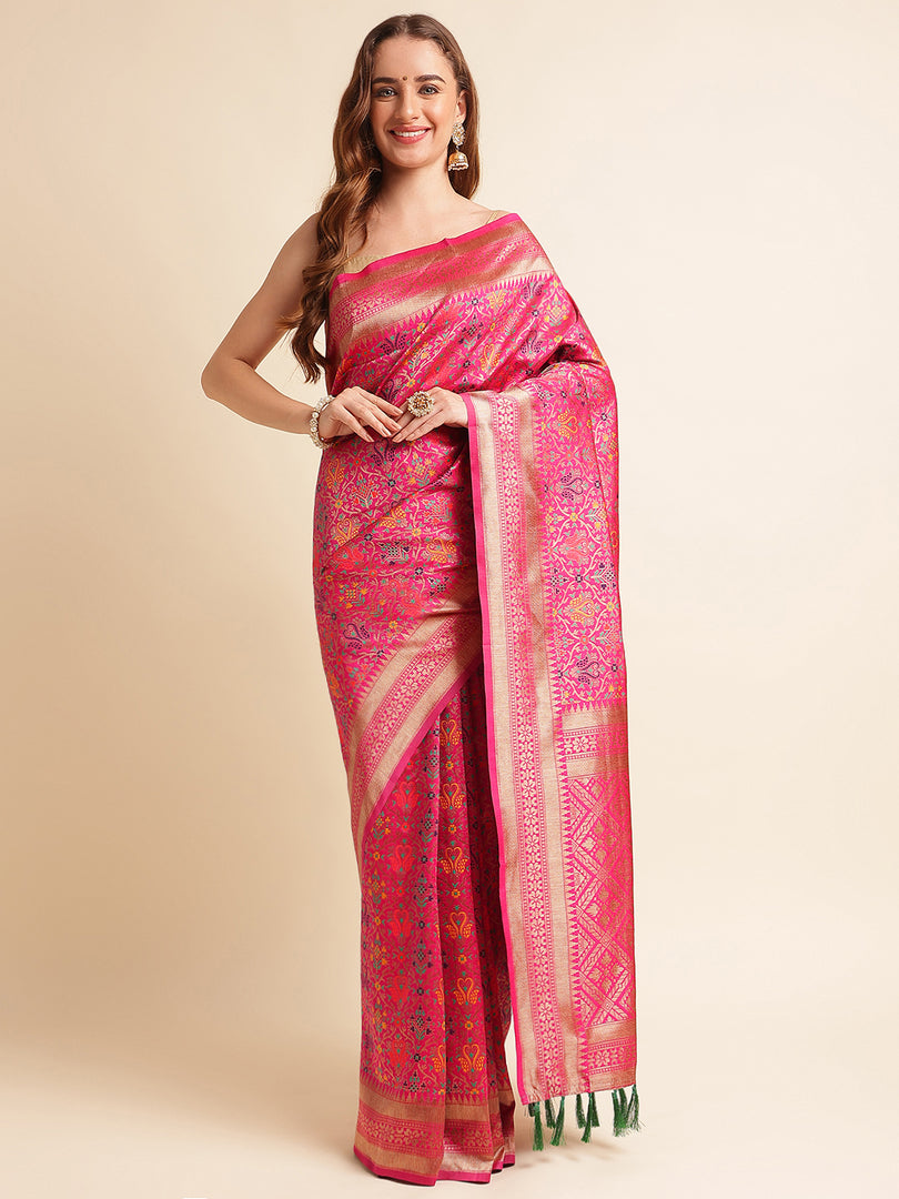 Pink Color Soft Patola Silk Saree With Zari Weaving Work (Jackson-Pink-sd_atm)