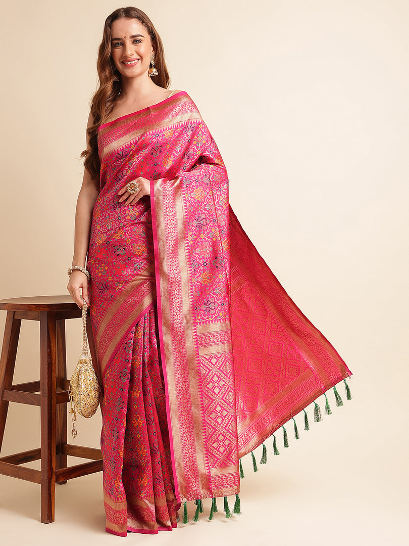 Pink Color Soft Patola Silk Saree With Zari Weaving Work (Jackson-Pink-sd_atm)