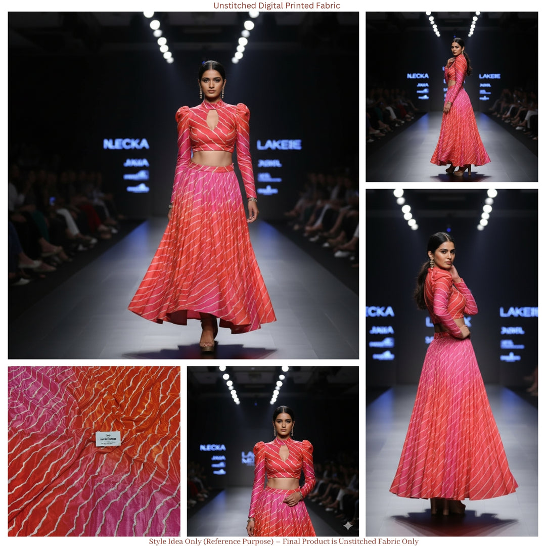 Premium Chinon Digital Printed Ombre Fabric – Designer Unstitched Fabric for Multiple Outfits-DC-001