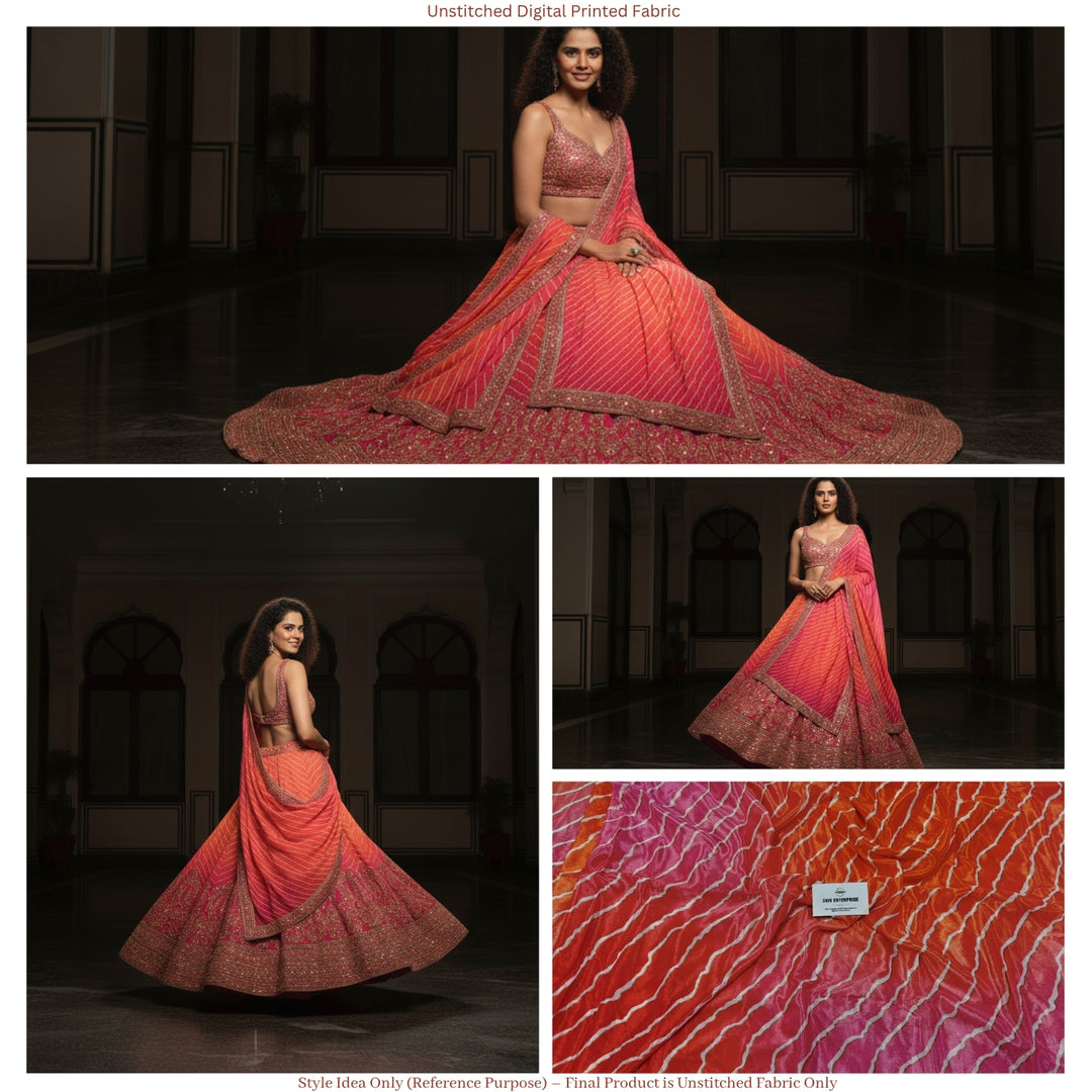 Premium Chinon Digital Printed Ombre Fabric – Designer Unstitched Fabric for Multiple Outfits-DC-001