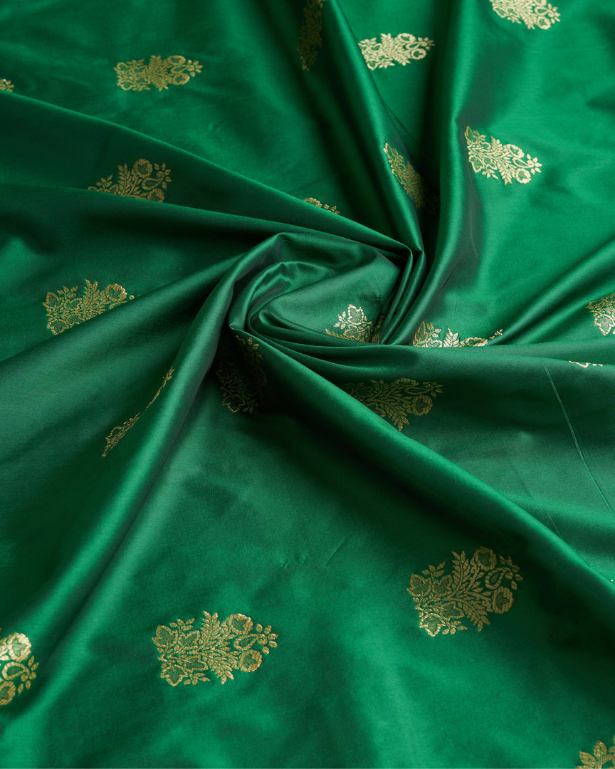 Green Color Banarasi Lichi Soft Silk Weaving With Gold Jari Butti  (Docomo-Green-sd_at)