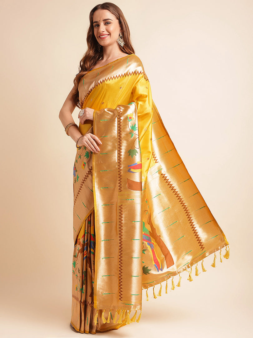 Yellow Color Kanchipuram Paithani Saree With Trending Zari Weaving Work (Royal Casino-Yellow-sd_at)