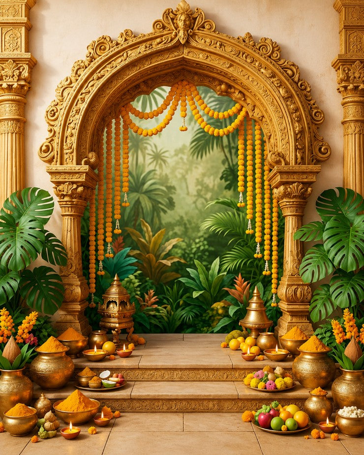 Premium Multicolour Decorative Backdrop for Mandir, Pooja Room & Home Wall Decor