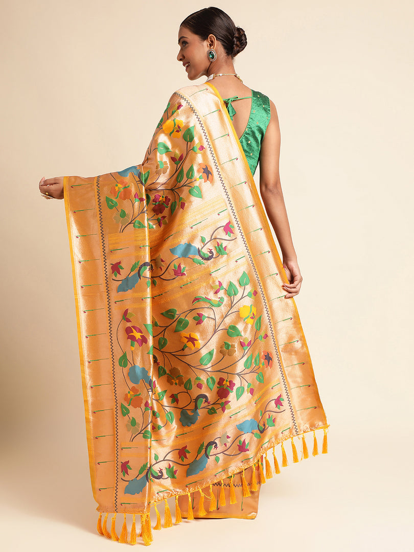 Yellow Color Kanchipuram Paithani Saree With Trending Zari Weaving Work (Pamela-Yellow-sd_at)