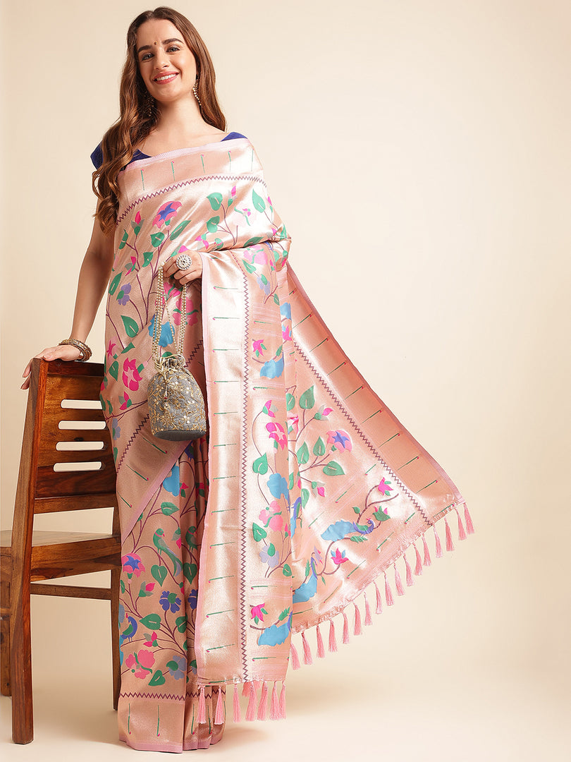 Pink Color Kanchipuram Paithani Saree With Trending Zari Weaving Work (Pamela-Pink-sd_at)