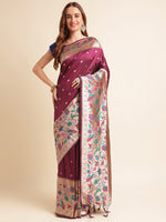 Load image into Gallery viewer, Purple Color Silk Cotton Paithani Saree With Zari Weaving Work (Balika-purple-sd)
