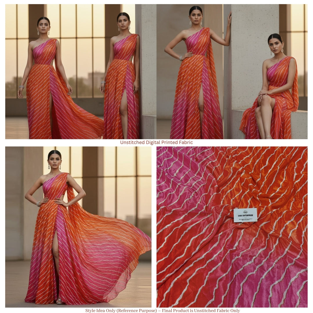 Premium Chinon Digital Printed Ombre Fabric – Designer Unstitched Fabric for Multiple Outfits-DC-001