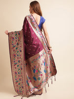 Load image into Gallery viewer, Purple Color Silk Cotton Paithani Saree With Zari Weaving Work (Balika-purple-sd)
