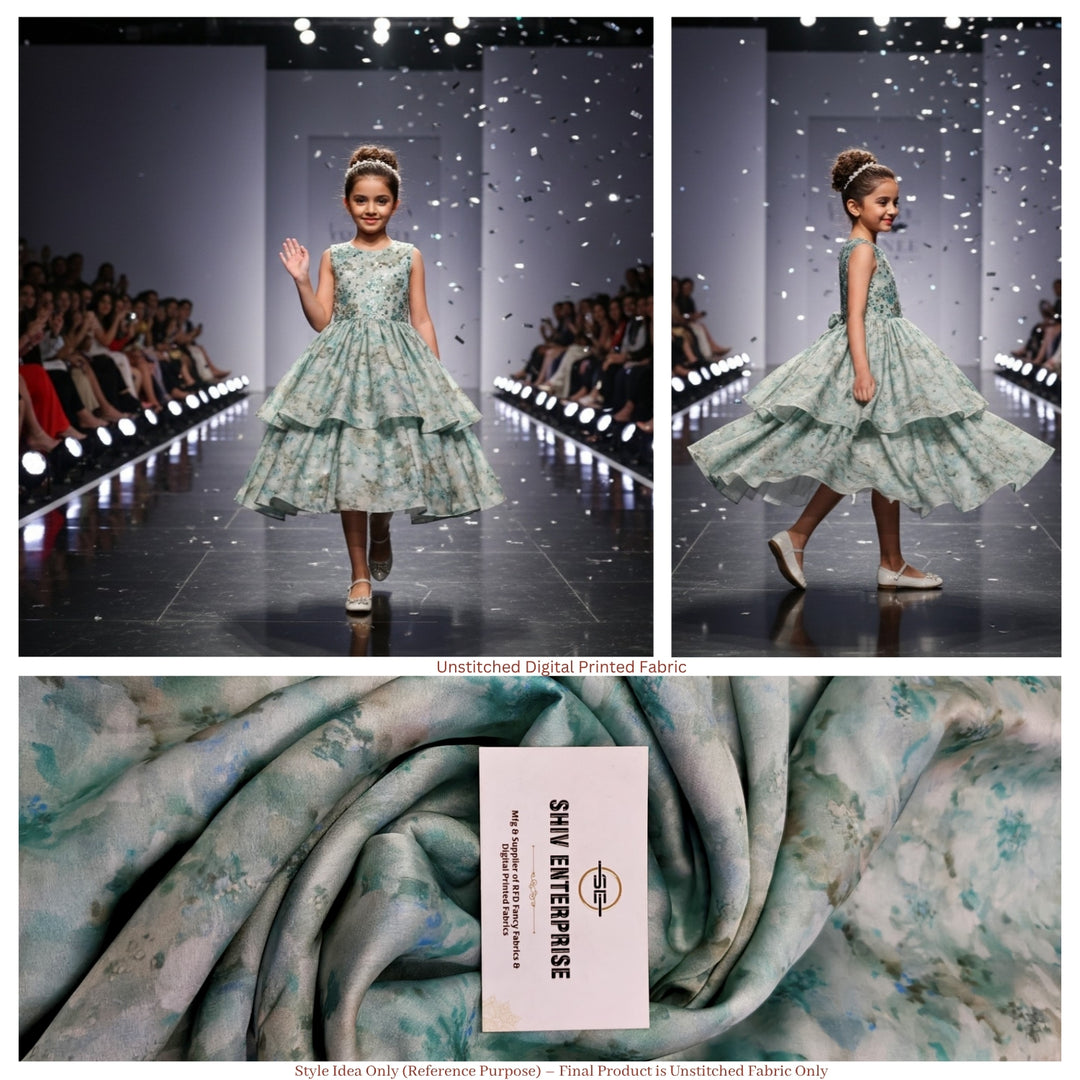 Premium Satin Georgette Digital Printed Fabric – Unstitched Fabric for All Outfits - DC-002