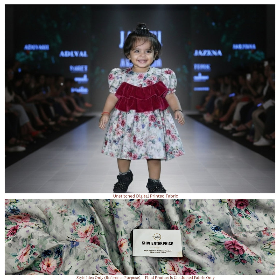 Sartin Georgette Digital Printed Floral Fabric | Premium Unstitched Material DC-006