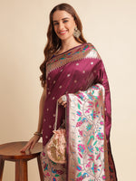 Load image into Gallery viewer, Purple Color Silk Cotton Paithani Saree With Zari Weaving Work (Balika-purple-sd)
