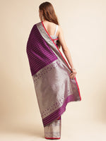 Load image into Gallery viewer, Wine Color Banarasi Silk Saree (Raffeal-Wine-sd_at)
