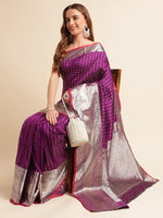 Load image into Gallery viewer, Wine Color Banarasi Silk Saree (Raffeal-Wine-sd_at)
