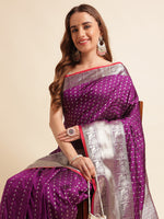 Load image into Gallery viewer, Wine Color Banarasi Silk Saree (Raffeal-Wine-sd_at)
