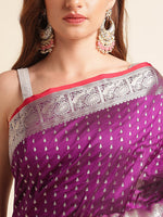 Load image into Gallery viewer, Wine Color Banarasi Silk Saree (Raffeal-Wine-sd_at)
