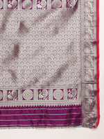 Load image into Gallery viewer, Wine Color Banarasi Silk Saree (Raffeal-Wine-sd_at)
