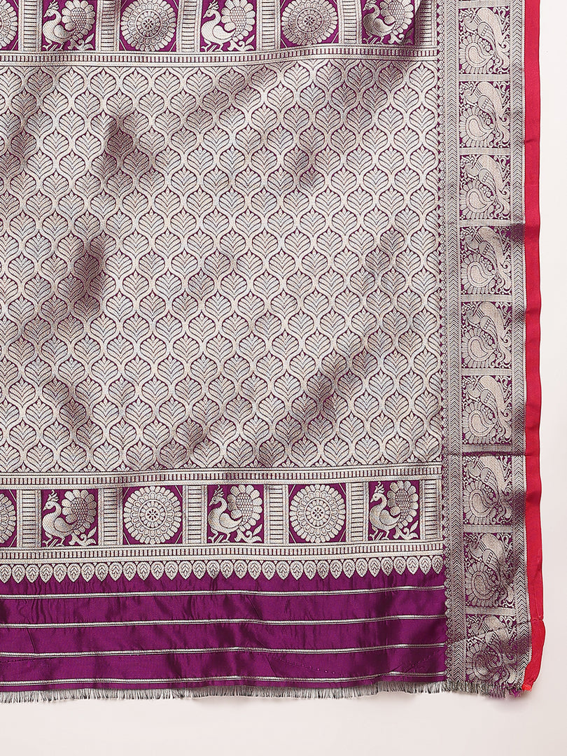 Wine Color Banarasi Silk Saree (Raffeal-Wine-sd_at)