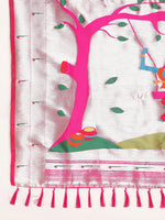 Load image into Gallery viewer, Pink Color Banarasi Paithani Saree With Trending Zari Weaving Work (Radha Krishna-Pink-sd_at)
