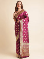 Load image into Gallery viewer, Wine Color Banarasi Soft Silk Handloom Weaving Silk Saree (Tulsi- 1-Wine-sd_at)
