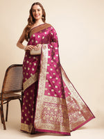 Load image into Gallery viewer, Wine Color Banarasi Soft Silk Handloom Weaving Silk Saree (Tulsi- 1-Wine-sd_at)
