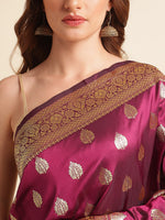 Load image into Gallery viewer, Wine Color Banarasi Soft Silk Handloom Weaving Silk Saree (Tulsi- 1-Wine-sd_at)
