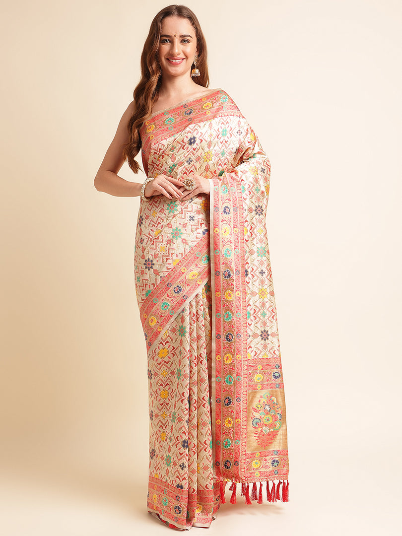 Off White Color Banarasi Silk Saree (Harrier-Off White-sd_at)