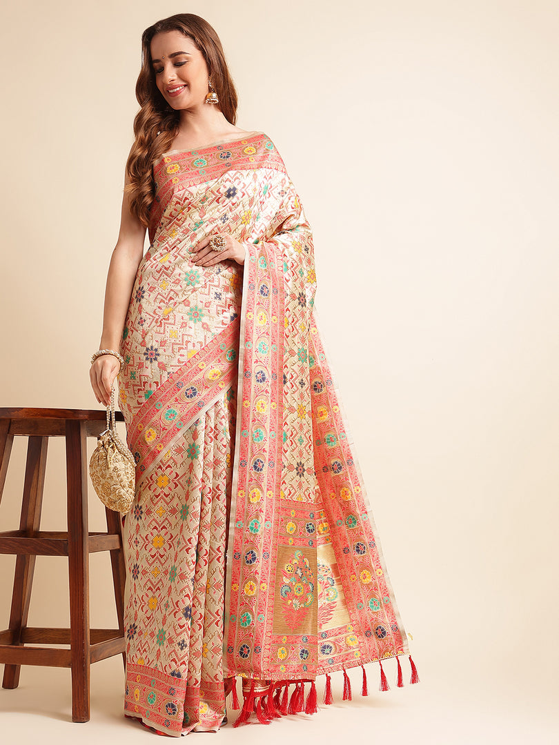 Off White Color Banarasi Silk Saree (Harrier-Off White-sd_at)