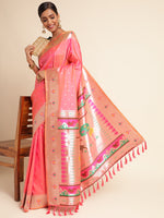 Load image into Gallery viewer, Pink Color Banarasi Soft Silk Handloom Weaving Silk Saree (Mayura-Pink-sd_at)
