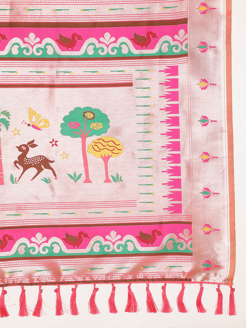 Pink Color Banarasi Soft Silk Handloom Weaving Silk Saree (Mayura-Pink-sd_at)