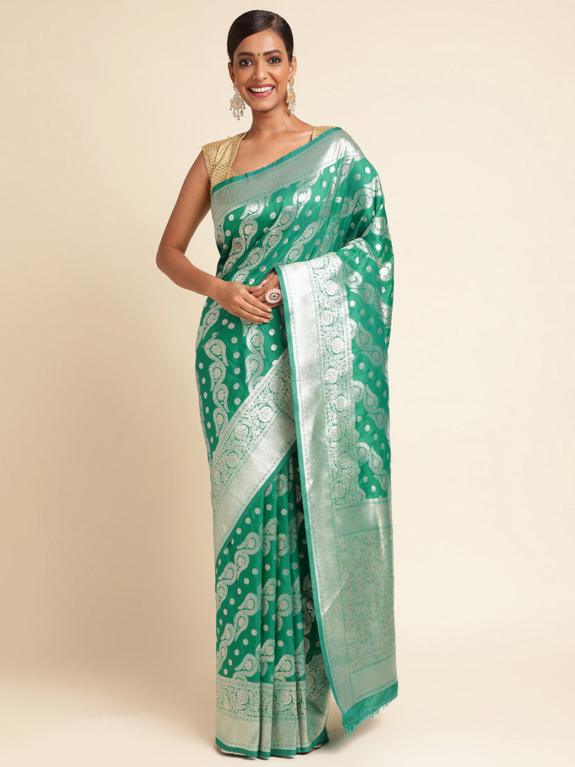 Green Color Banarasi Silk Saree(Laher-Green-sd_at)