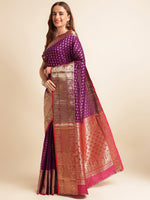 Load image into Gallery viewer, Wine Color Banarasi Silk Saree With Zari Weaving Work (Bullet-Wine-sd_at)
