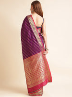 Load image into Gallery viewer, Wine Color Banarasi Silk Saree With Zari Weaving Work (Bullet-Wine-sd_at)
