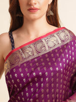 Load image into Gallery viewer, Wine Color Banarasi Silk Saree With Zari Weaving Work (Bullet-Wine-sd_at)
