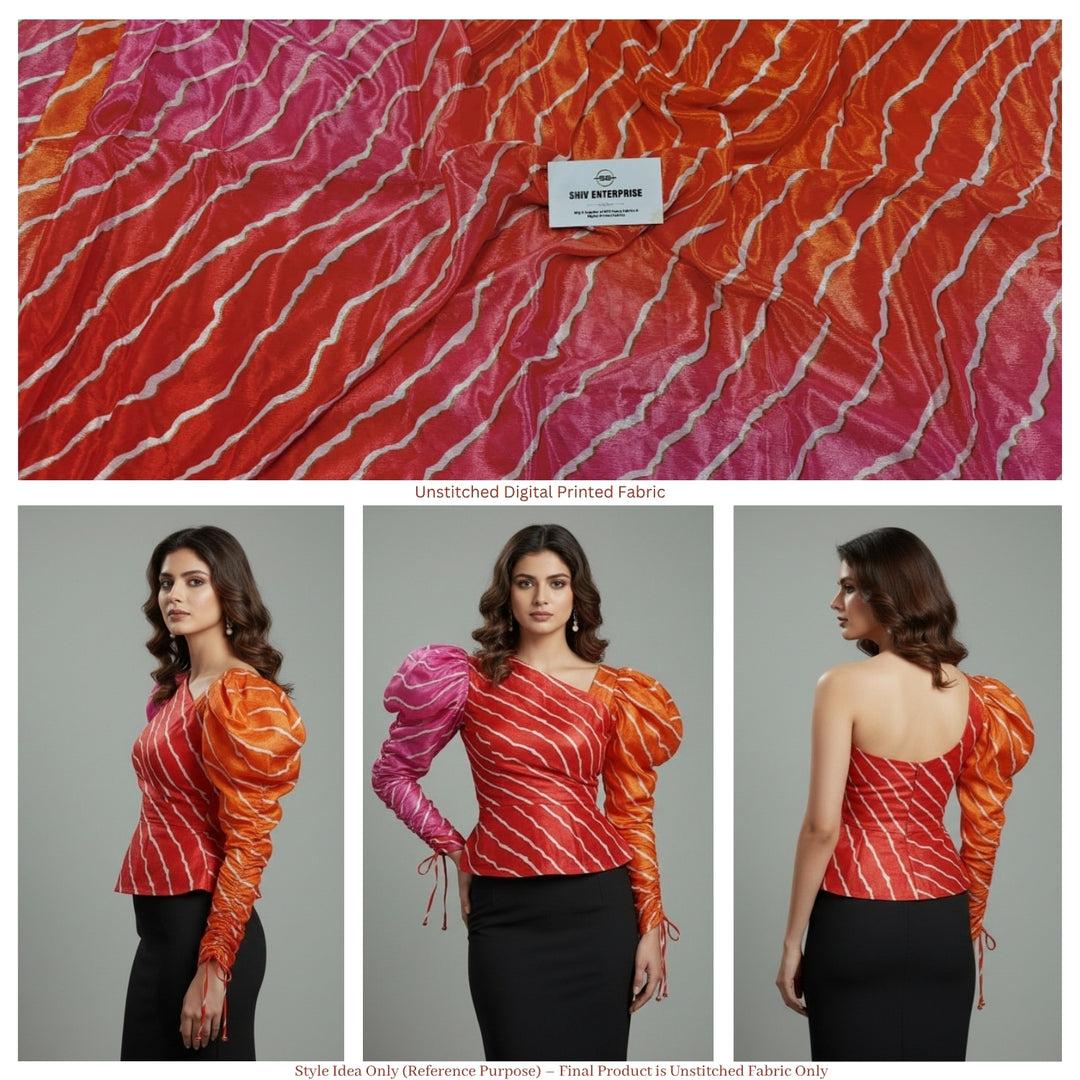 Premium Chinon Digital Printed Ombre Fabric – Designer Unstitched Fabric for Multiple Outfits-DC-001