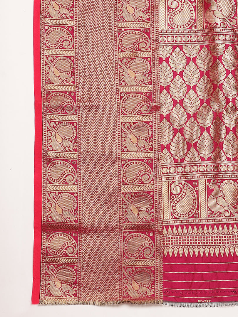 Wine Color Banarasi Silk Saree With Zari Weaving Work (Bullet-Wine-sd_at)