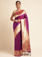 Load image into Gallery viewer, Wine Color Banarasi Lichi Silk Saree (Gomti-Wine-sd_at)
