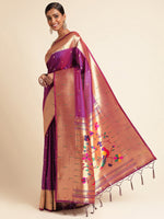 Load image into Gallery viewer, Wine Color Banarasi Lichi Silk Saree (Gomti-Wine-sd_at)
