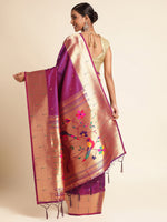 Load image into Gallery viewer, Wine Color Banarasi Lichi Silk Saree (Gomti-Wine-sd_at)
