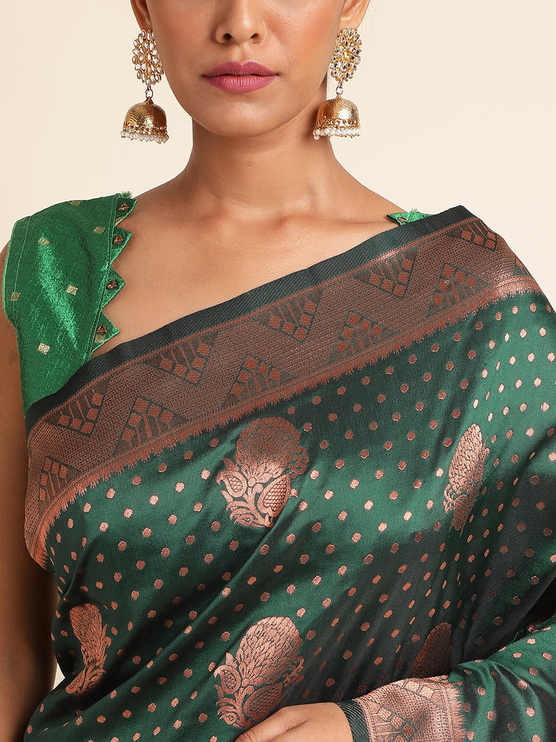 Green Color Banarasi Lichi Silk Saree (Avatar-Green-sd_at)