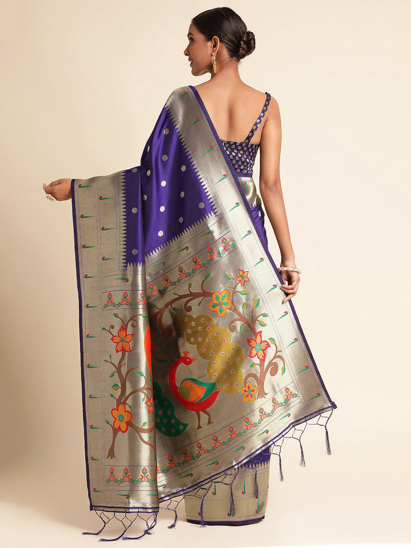 Blue Color Banarasi Lichi Soft Silk Weaving With Gold Jari Butti ( Raadhya-Blue-sd_at)