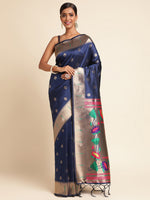 Load image into Gallery viewer, Blue Color Banarasi Lichi Soft Silk Weaving With Gold Jari Butti (Arpita-Blue-sd_at)
